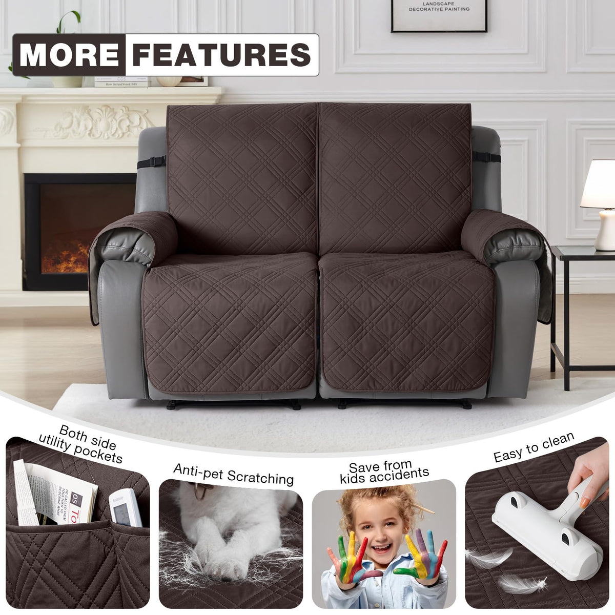 TAOCOCO pet-friendly recliner cover defends against spills and fur