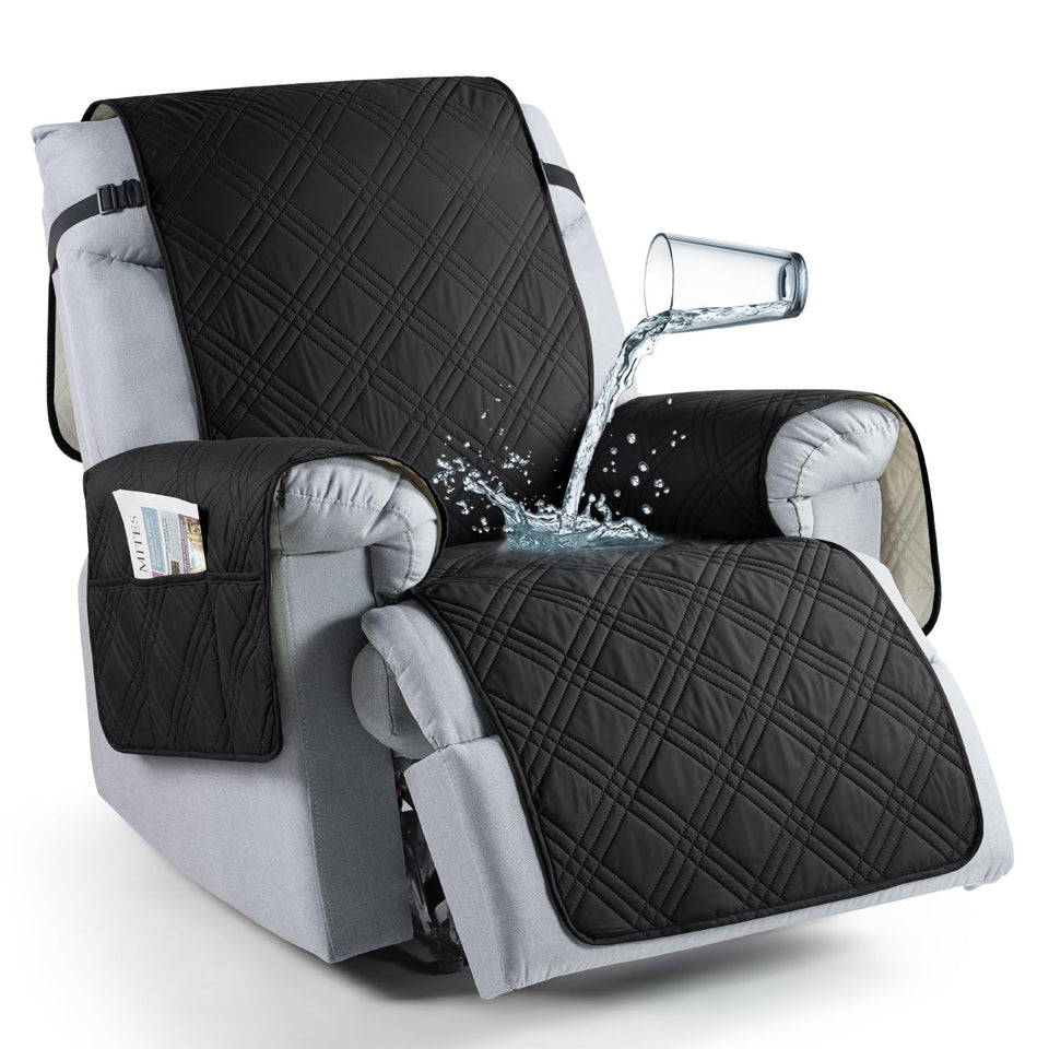 TAOCOCO waterproof recliner cover with pocket fits 23.6 inches and keeps remotes handy.