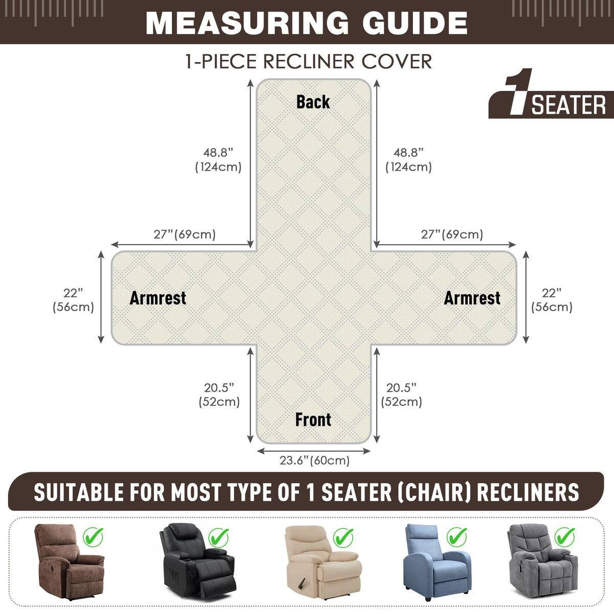 TAOCOCO easy-install recliner cover with elastic straps