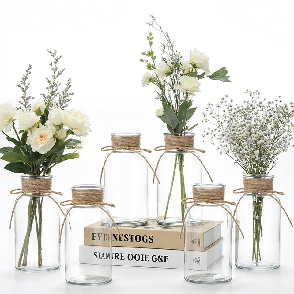 TAOZIMA glass flower vase centerpiece in clear glass for elegant table displays.