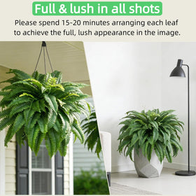 Durable plastic stems support flexible, shapeable fronds.