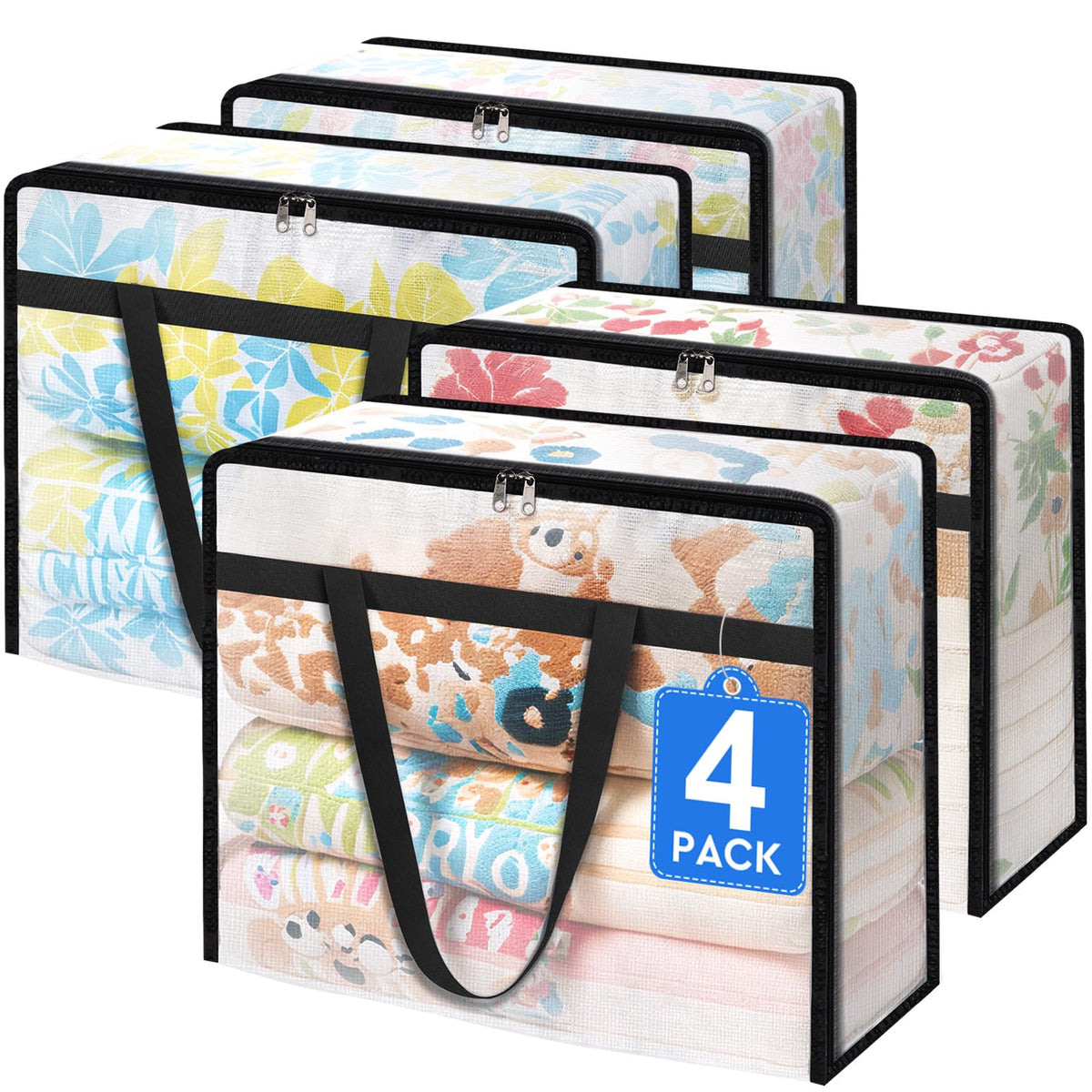 TasticTotes clear storage bag with comforter inside for visibility and organization.