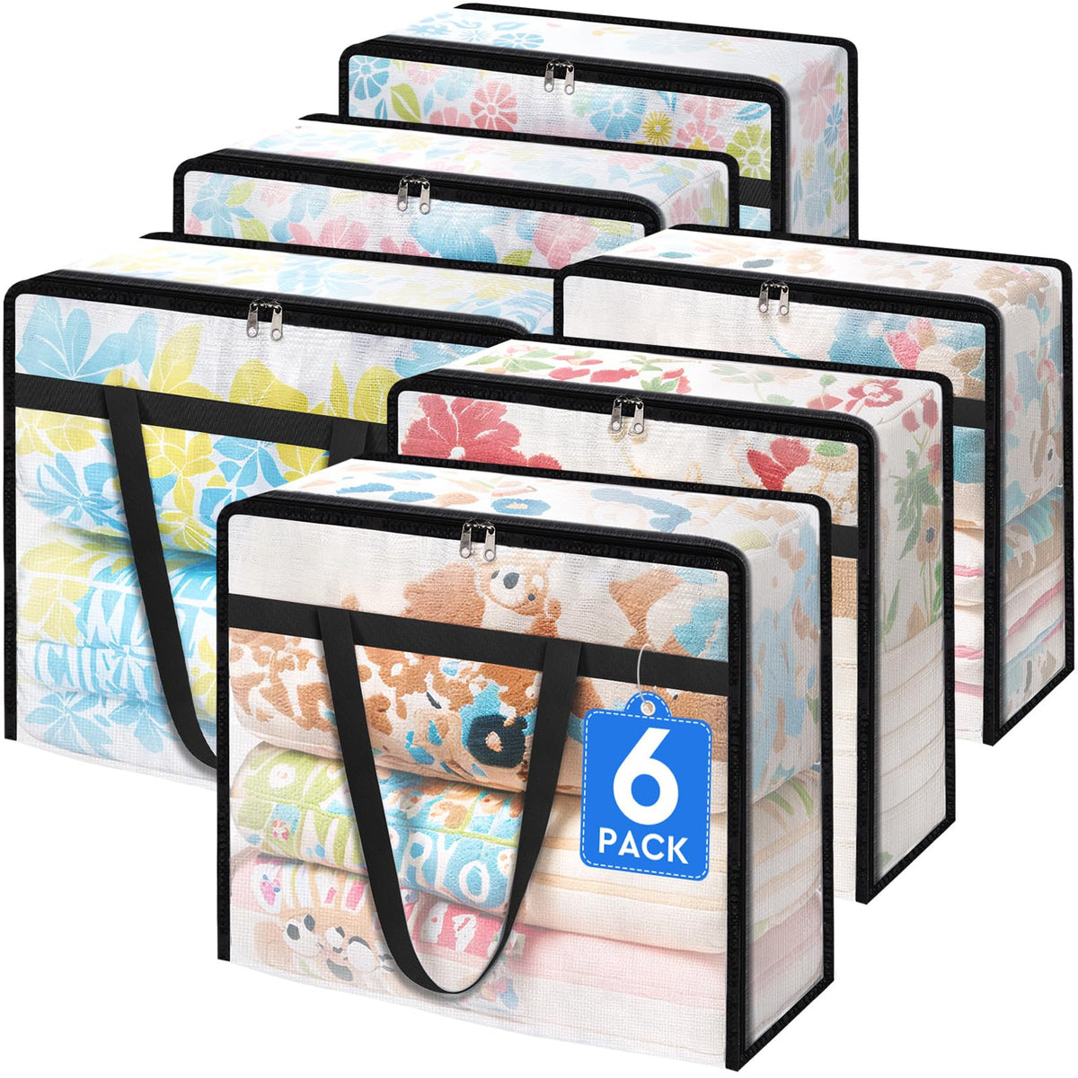 TasticTotes clear storage bags pack front view for easy bed linen organization