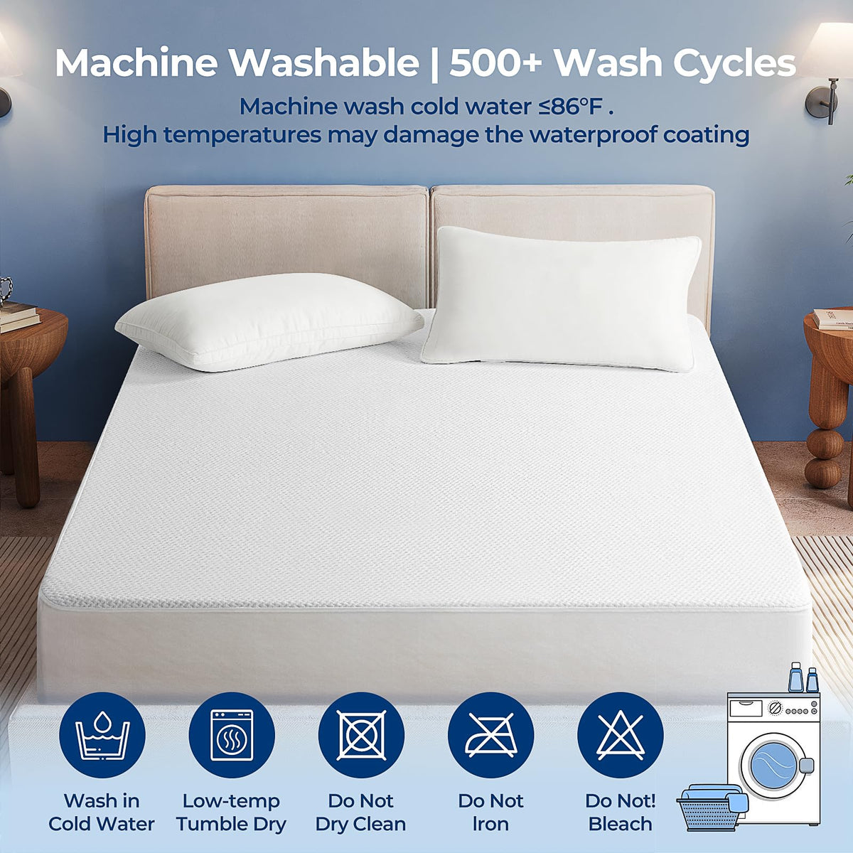 TASTELIFE machine washable mattress protector for convenient care.