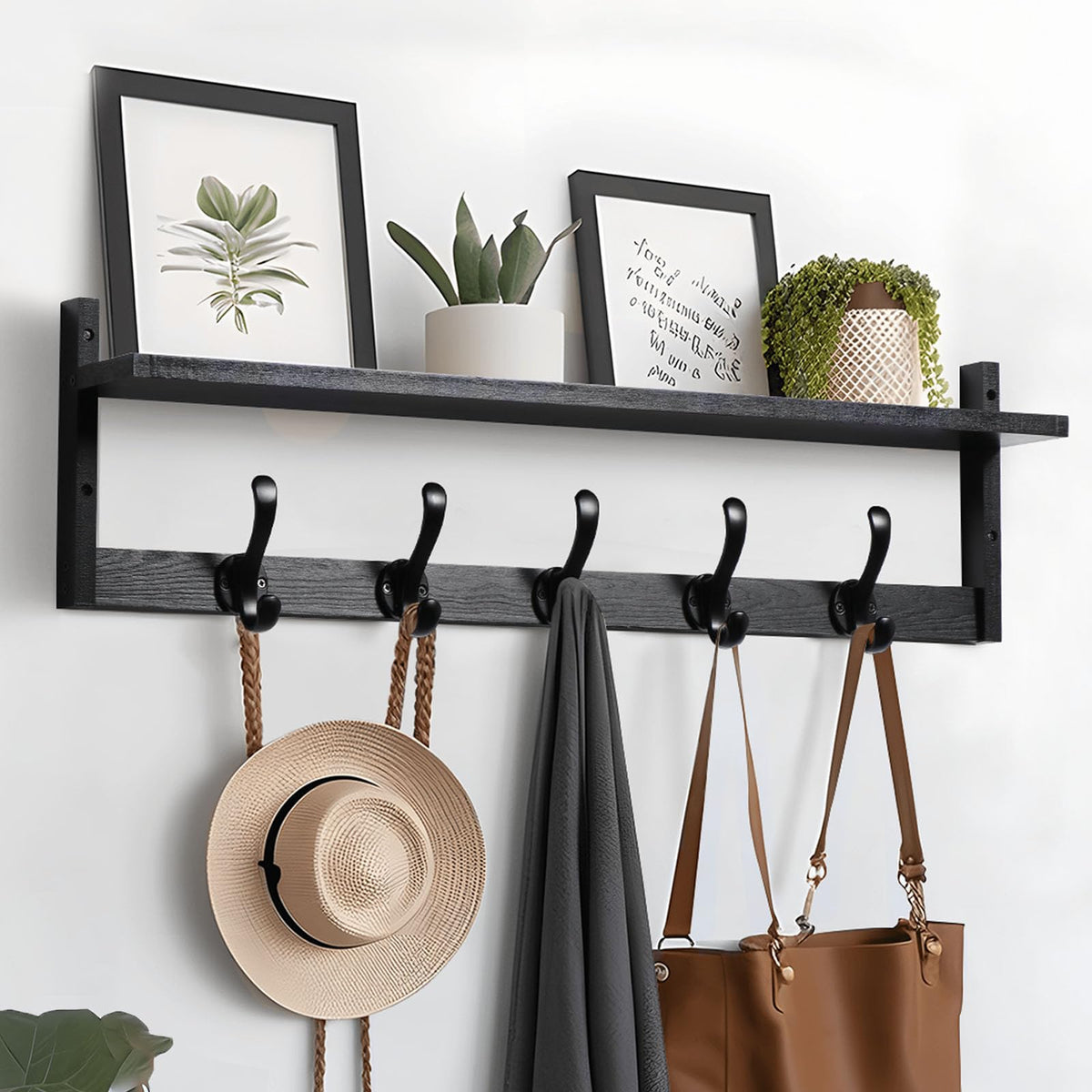 Tatub 29-inch coat rack wall mount with shelf for organized entryways.