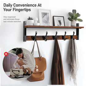 Tatub coat rack shelf in bathroom or kitchen for towels and accessories.