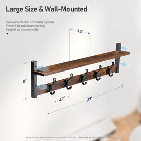 Tatub rustic living room coat rack shelf enhances decor and storage.