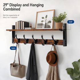 Tatub rustic coat rack shelf in entryway neatly organizing keys and bags.