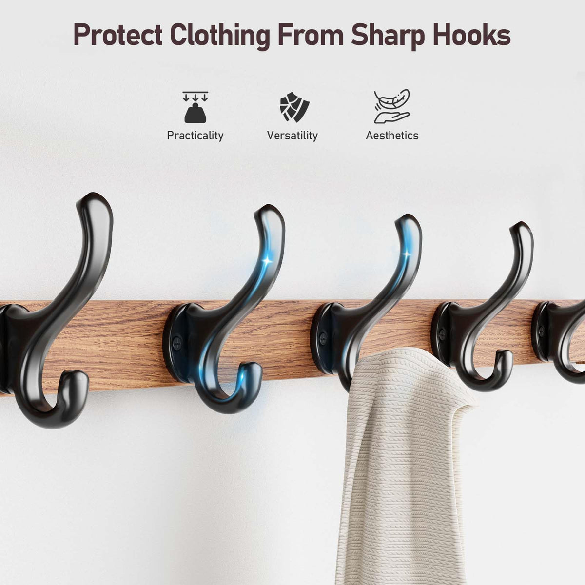 Tatub wooden wall hooks with shelf for displaying books and decor.