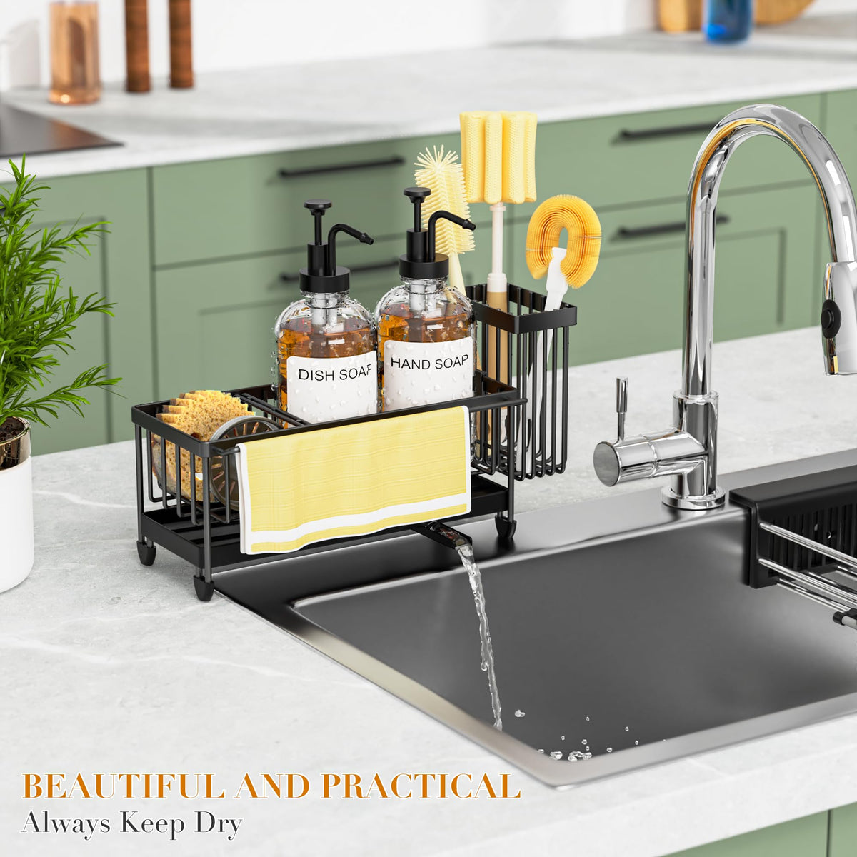Tatull brush holder keeps tools organized beside the sink.