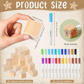 Tatuo blank wooden blocks ideal for color customization and crafts