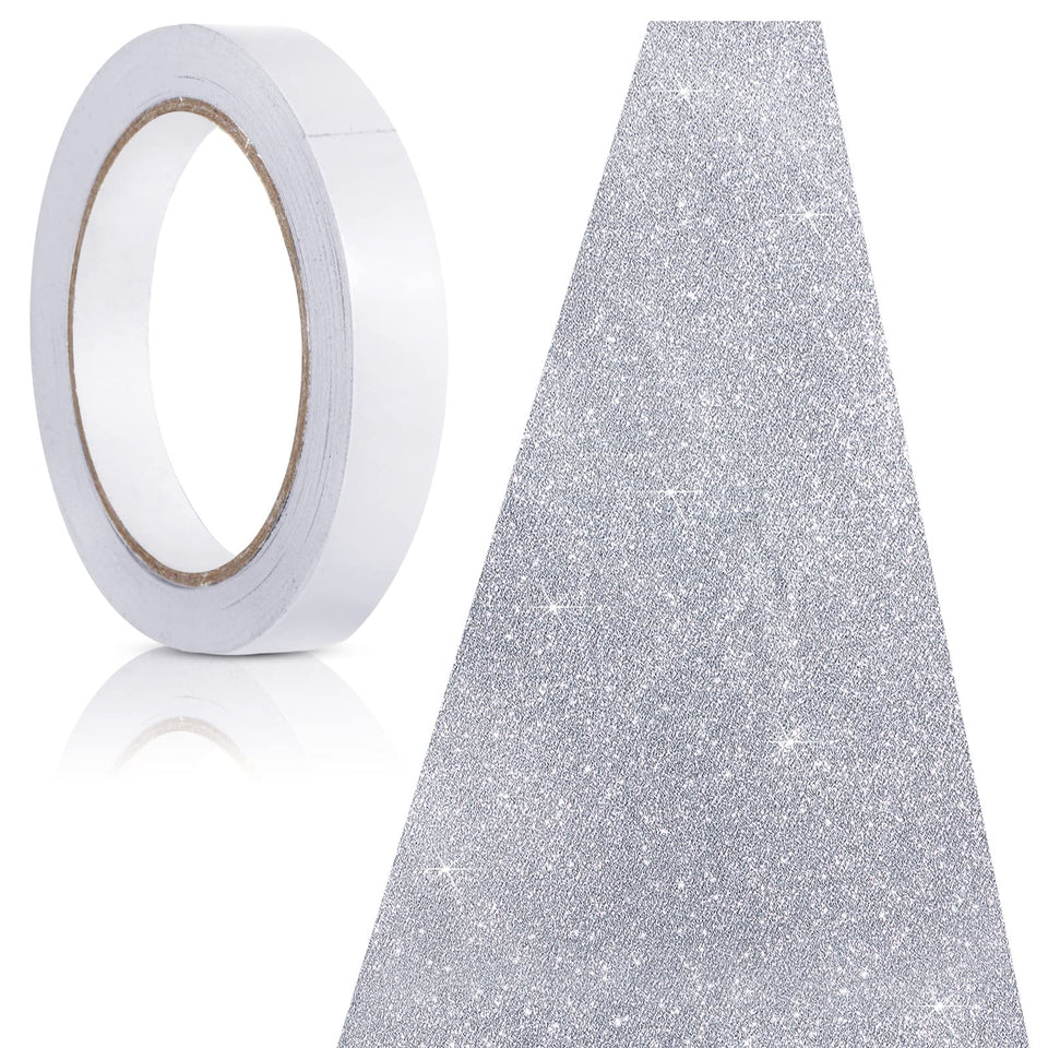 Tatuo glitter rug runway in silver for elegant entrances.