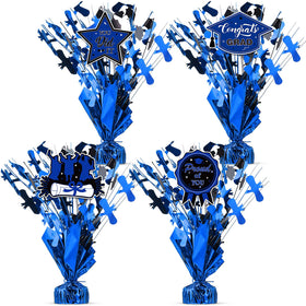 Tatuo graduation centerpiece with blue glitter cap adds festive shine to tables