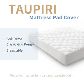 Taupiri King Quilted Mattress Pad Cover deep pocket up to 21in for secure fit.