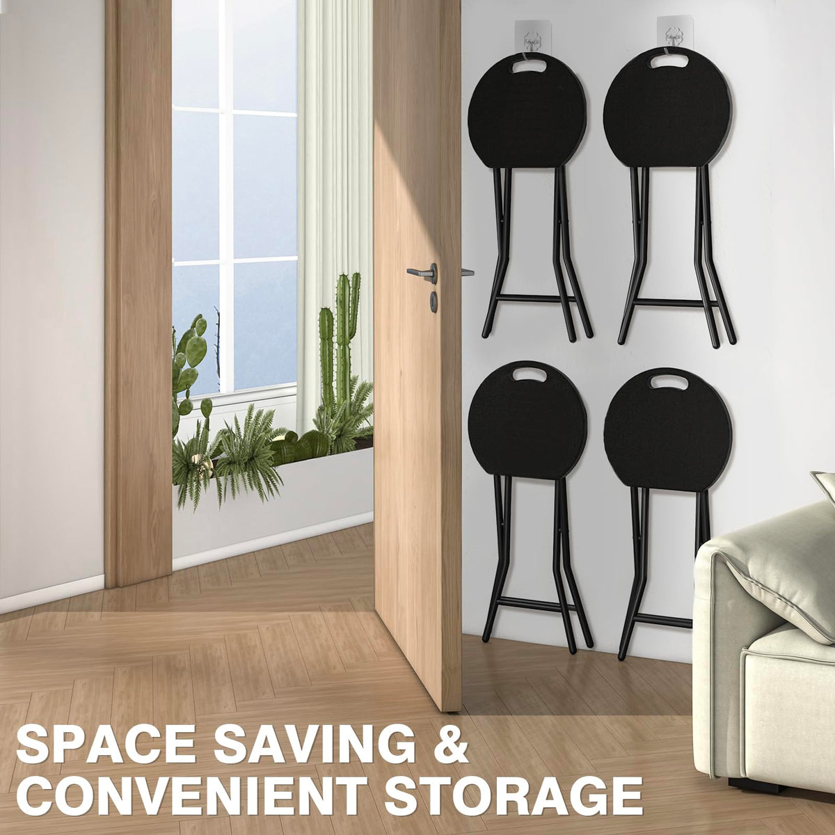 TAVR Furniture compact folded dimensions allow storage in tight spaces