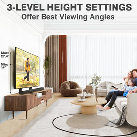 TAVR Furniture height-adjustable table top TV stand offers eye-level viewing.