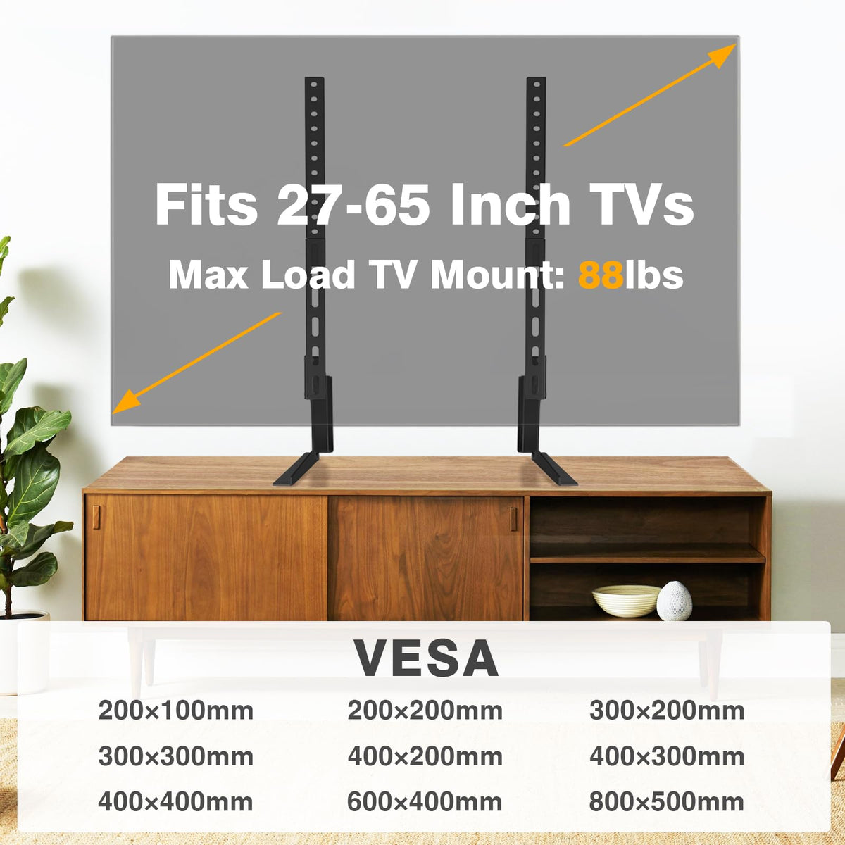 TAVR Furniture vesa-compatibility supports up to 800x500 mm.