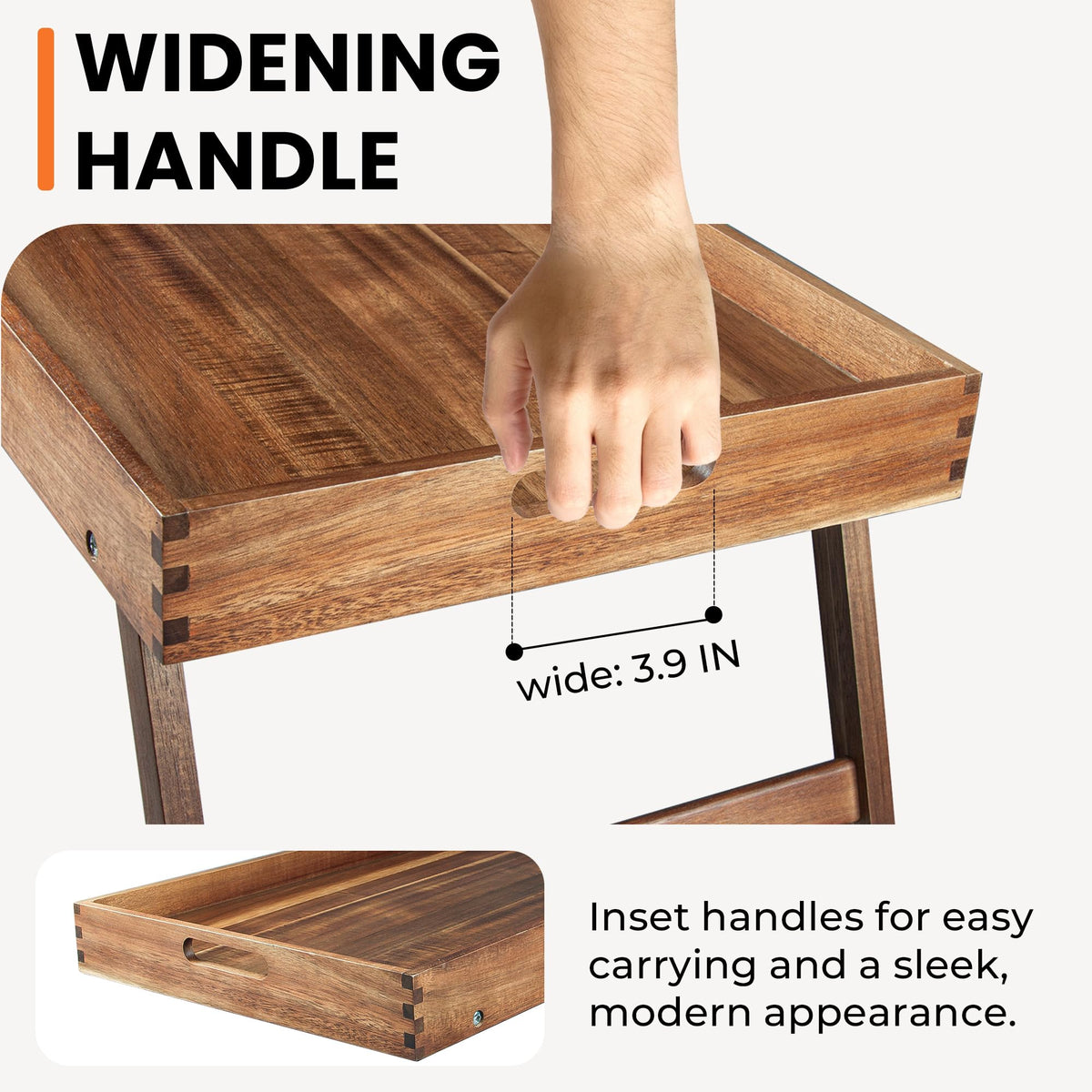 Taxenxar bed tray featuring inset handles for easy grip and portability.