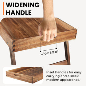 Taxenxar bed tray featuring inset handles for easy grip and portability.