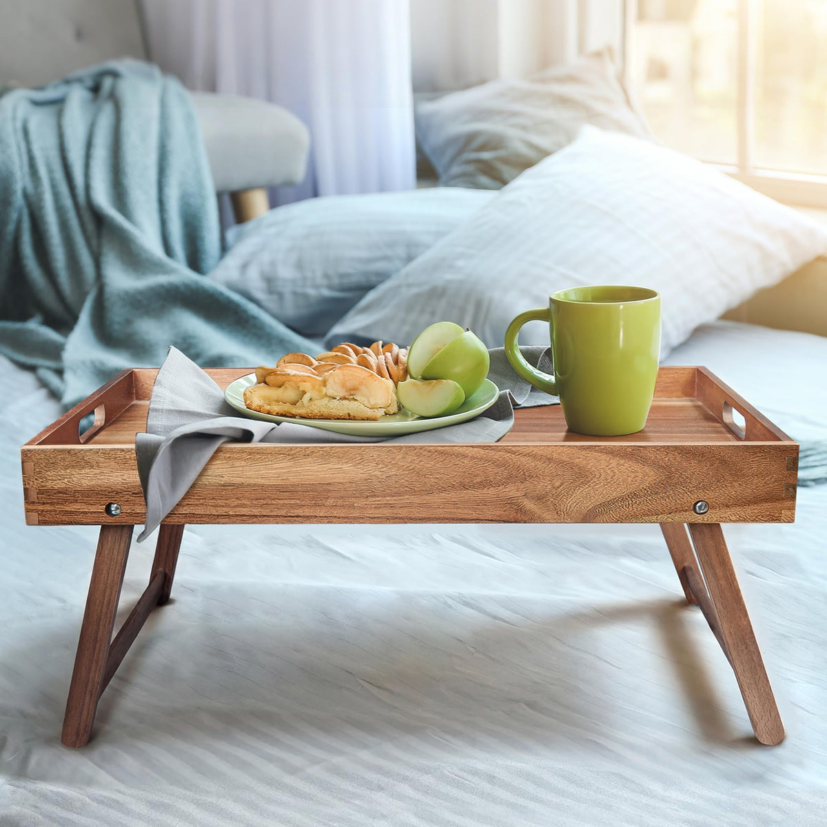 Taxenxar multi-functional tray for bed, lap desk, or serving.