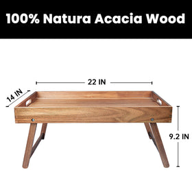 Taxenxar acacia wood tray with raised edge to prevent spills while serving.
