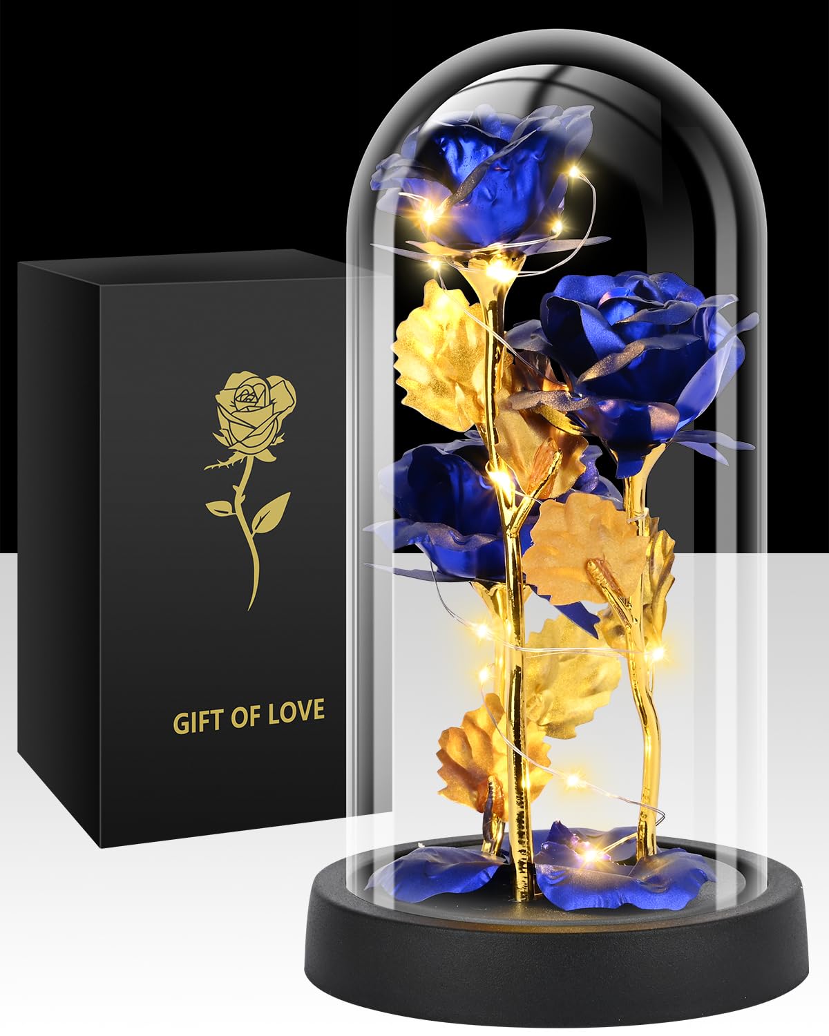 Tayfeim glass rose dome with soft glow, a timeless keepsake gift for her.