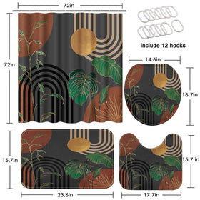 Tayney toilet lid cover matches boho design for cohesive bathroom look.