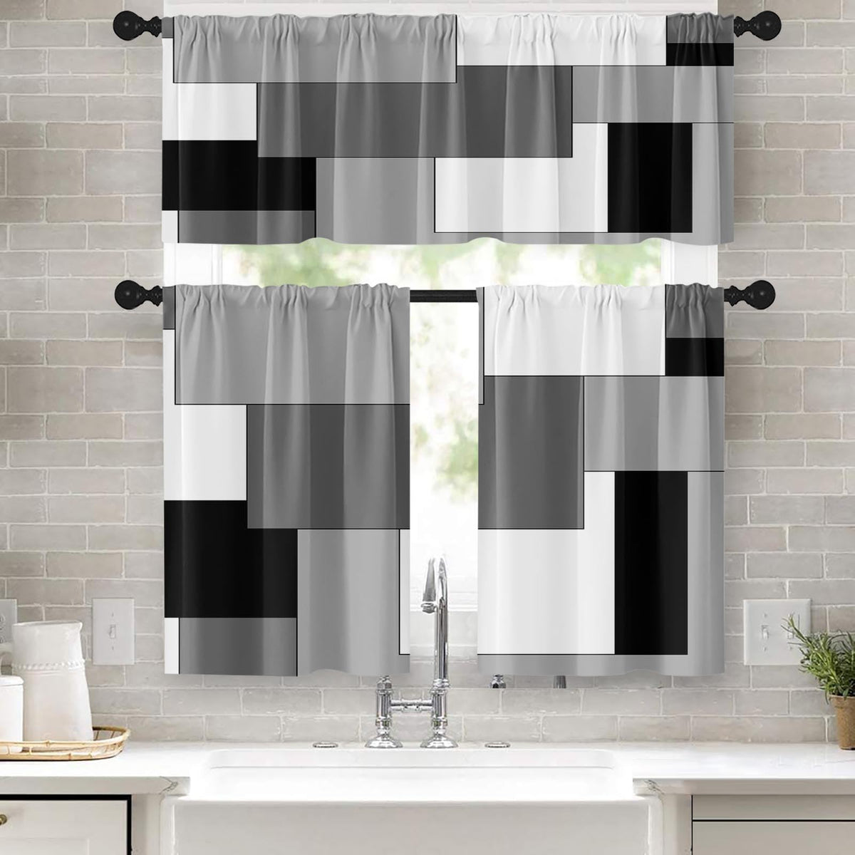 Tayney kitchen curtains valance 52x18 showing privacy and style