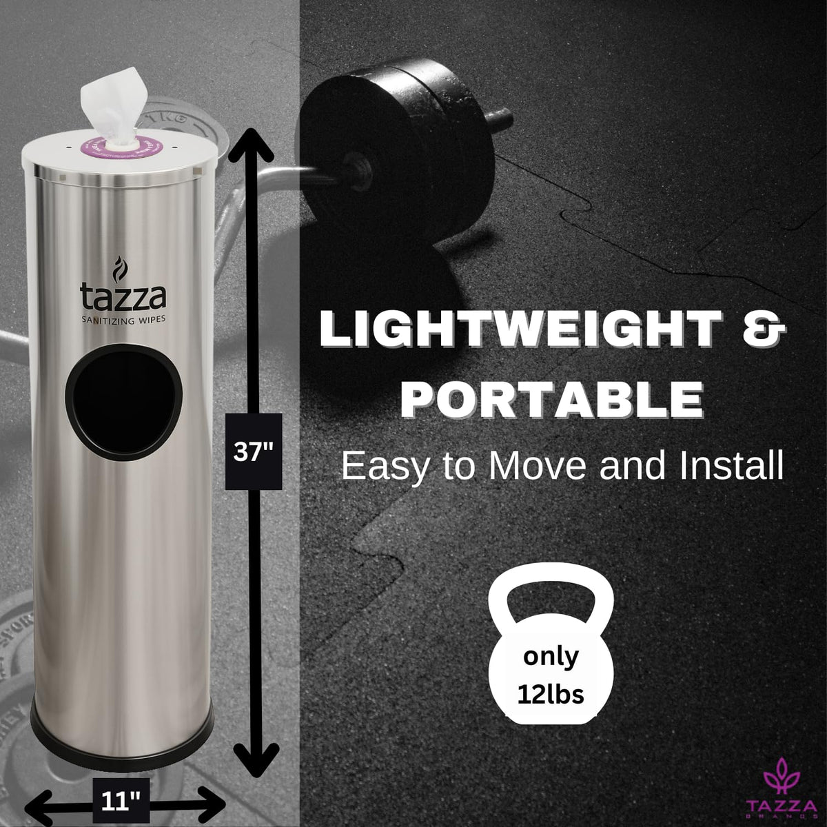 Integrated trash can and dispenser keep workouts tidy
