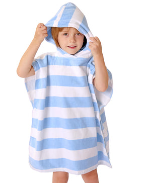 TBEZY Toddler Bath Towel Poncho blue hooded towel for quick drying