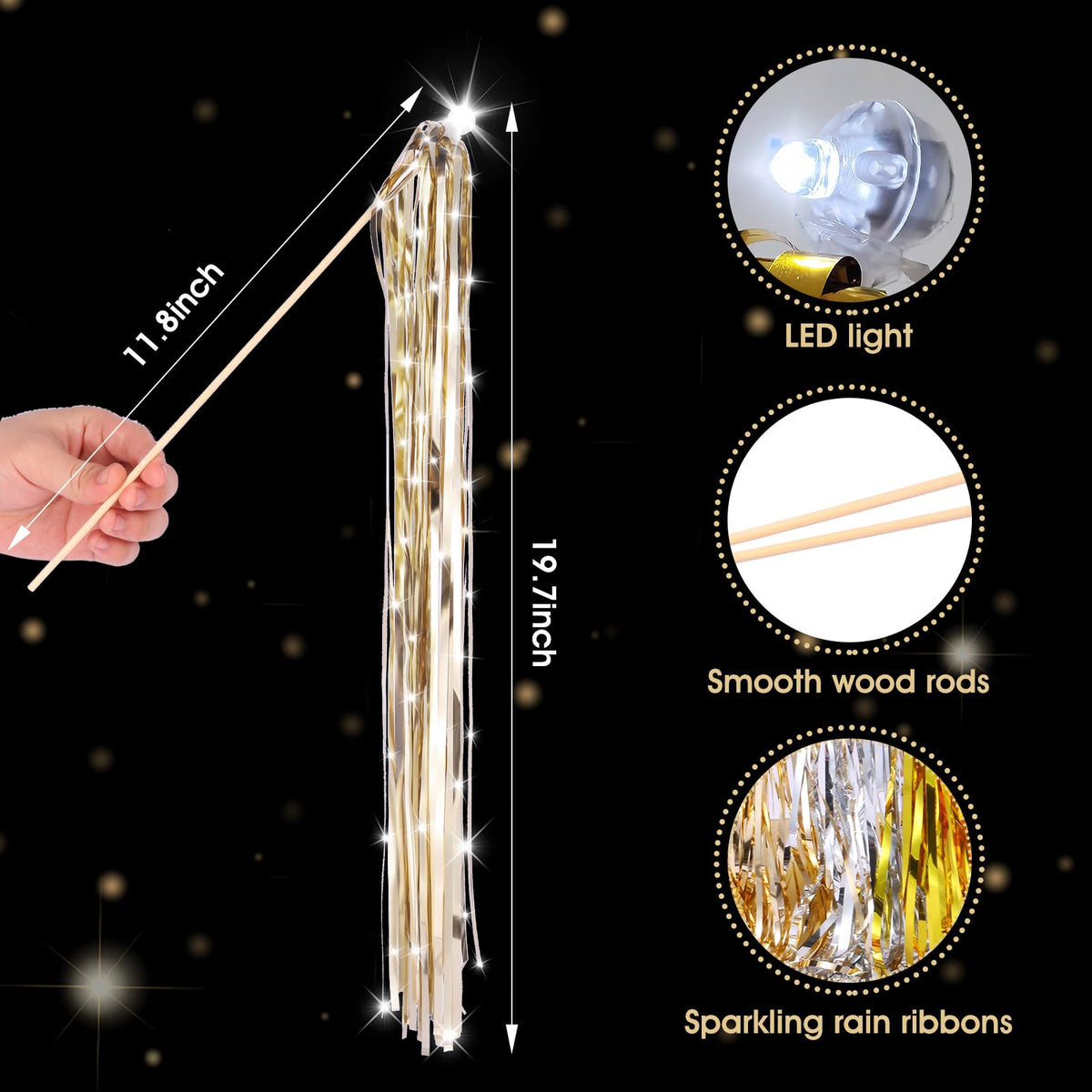 TBOLLY wooden handle design for comfortable durable wedding wand use