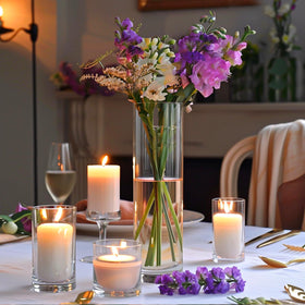 TBWIND 12-inch glass cylinder vase side profile enhances modern dining tables