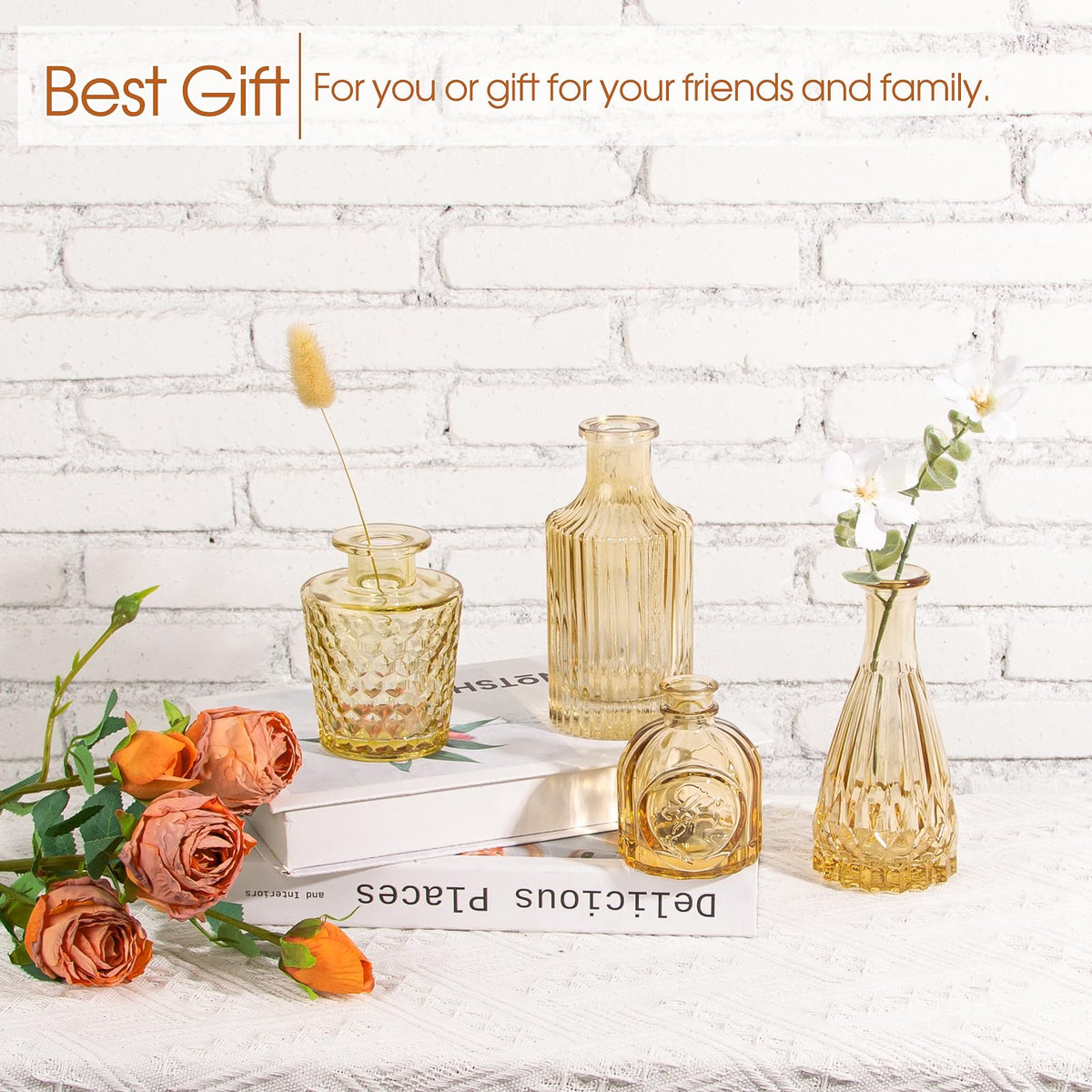 TBWIND amber wedding vase adds warm elegance to celebrations.