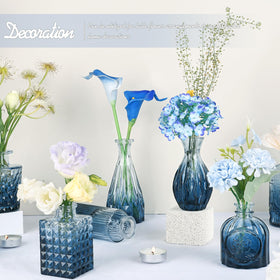 TBWIND mini blue bud vases showcasing a rich blue hue for wedding accents.