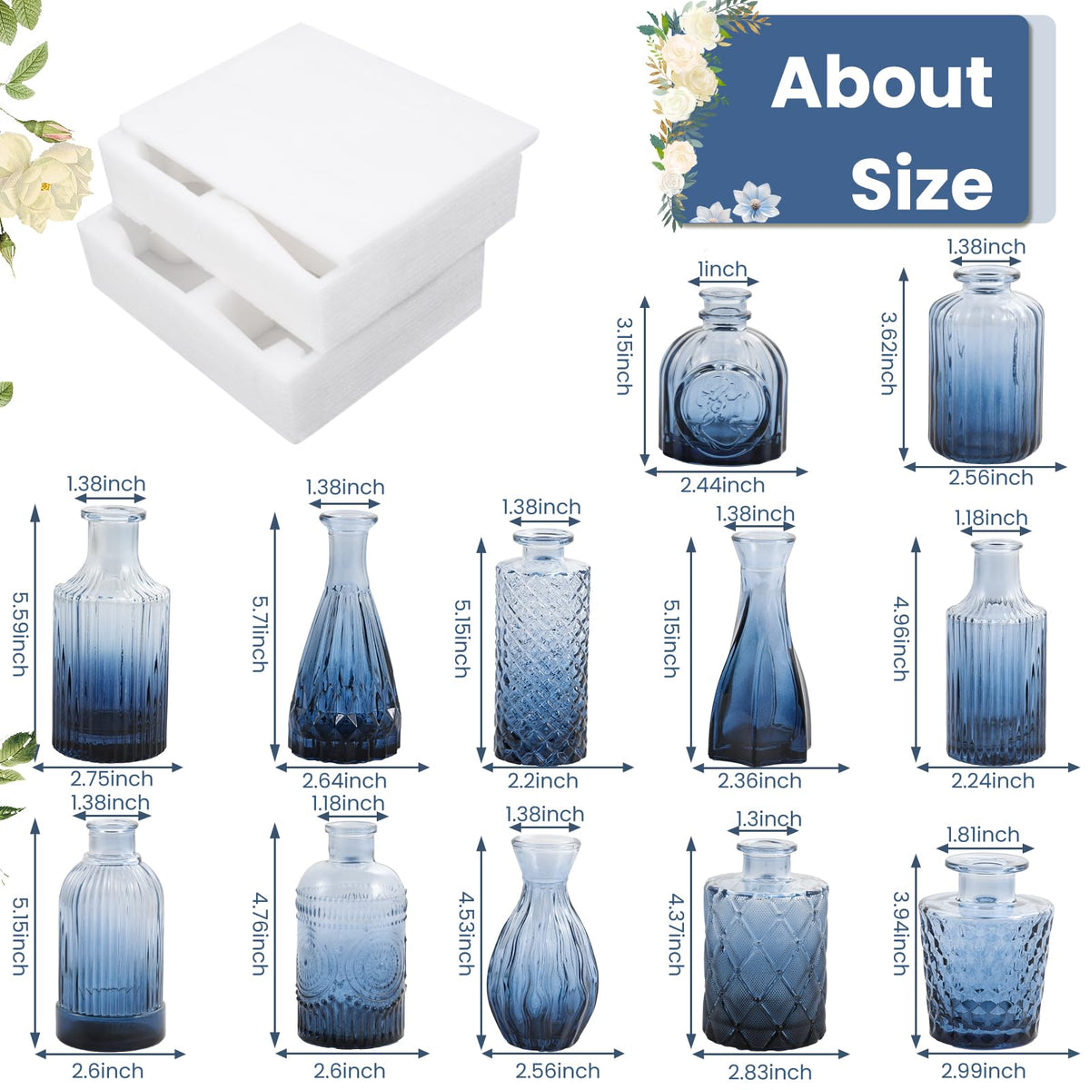 TBWIND etched-pattern blue vase highlights light for refined decor