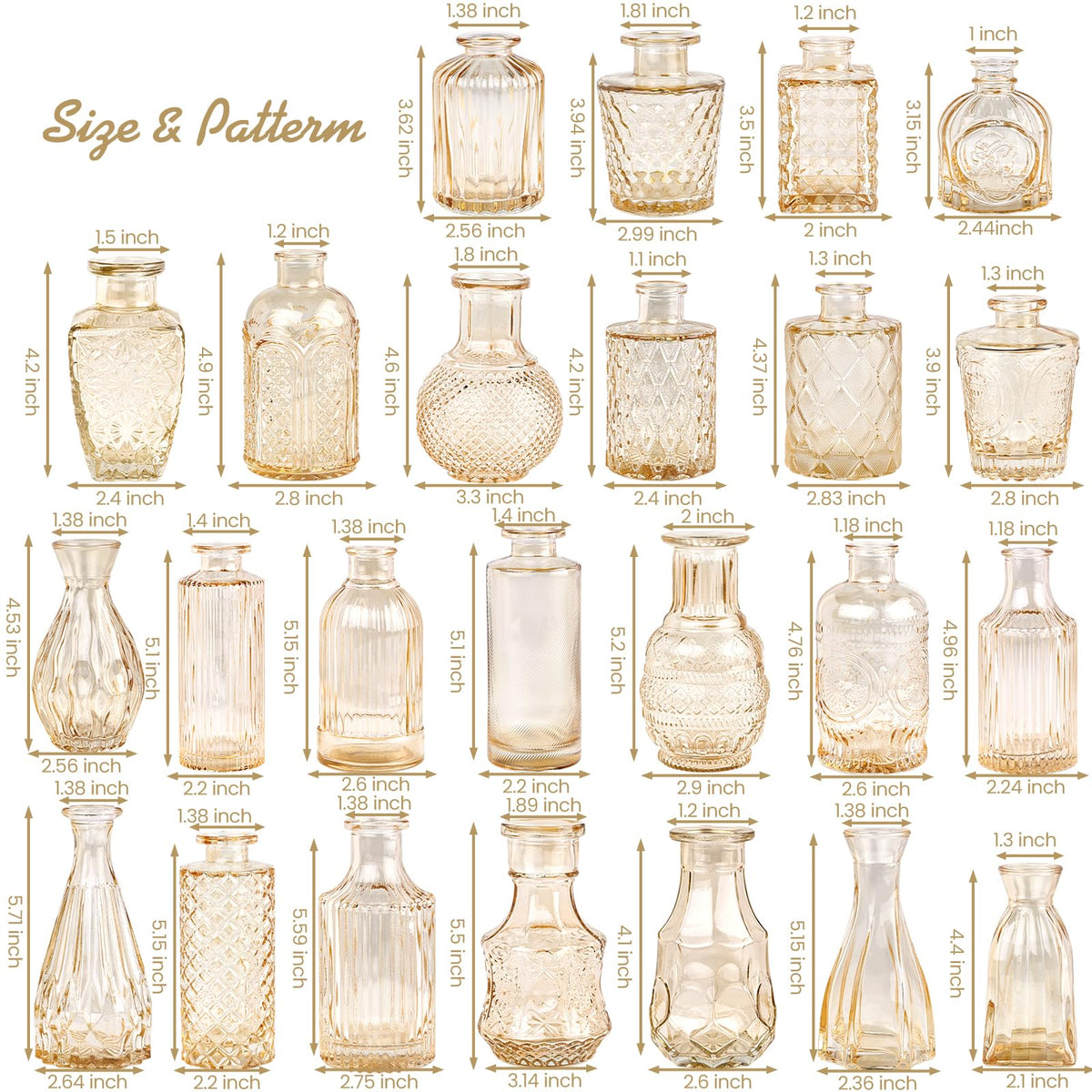 TBWIND etched-pattern mini-vase amber adds vintage charm to tabletops.