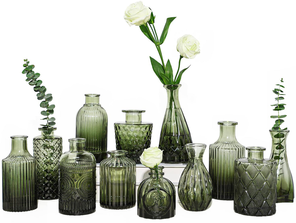 TBWIND green bud vases set for elegant centerpieces and minimalist decor