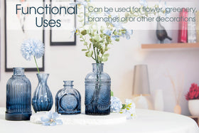 TBWIND navy blue small vase ideal for a single bloom or bud