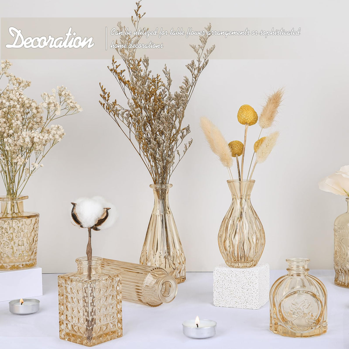 TBWIND thick-glass bud vase highlights blooms with sturdy construction.