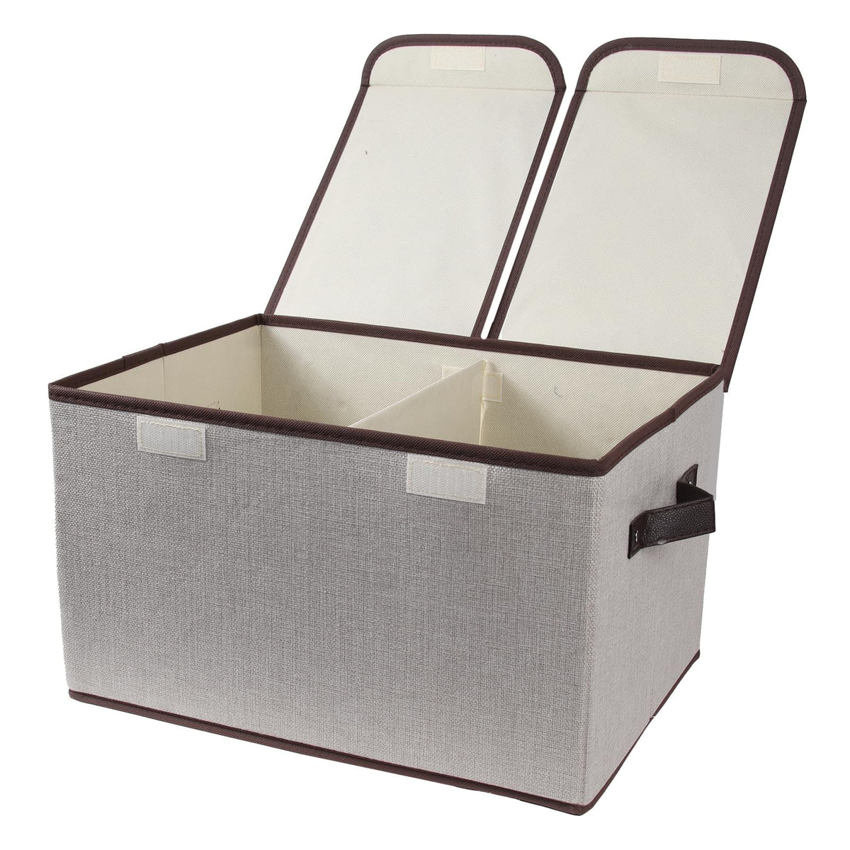 Tcbelosion foldable fabric storage box grey, front view, ideal for home organization.