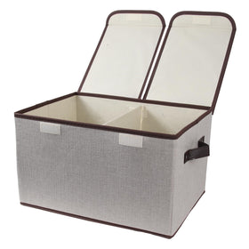Tcbelosion foldable fabric storage box grey, front view, ideal for home organization.