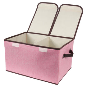 Tcbelosion foldable storage box with dual lid for quick access and organized spaces.