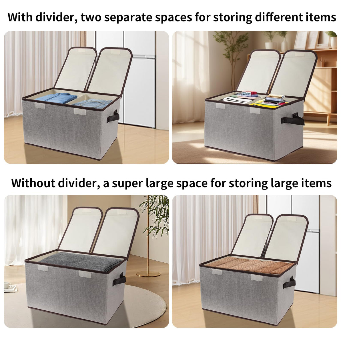 Tcbelosion foldable storage box folds flat for compact storage when empty.