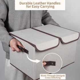 Tcbelosion storage box sturdy leather handles for easy portability.