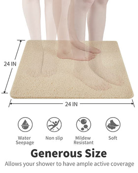 Tchdio 24x24 bath mat suits showers, bathrooms, and pools.