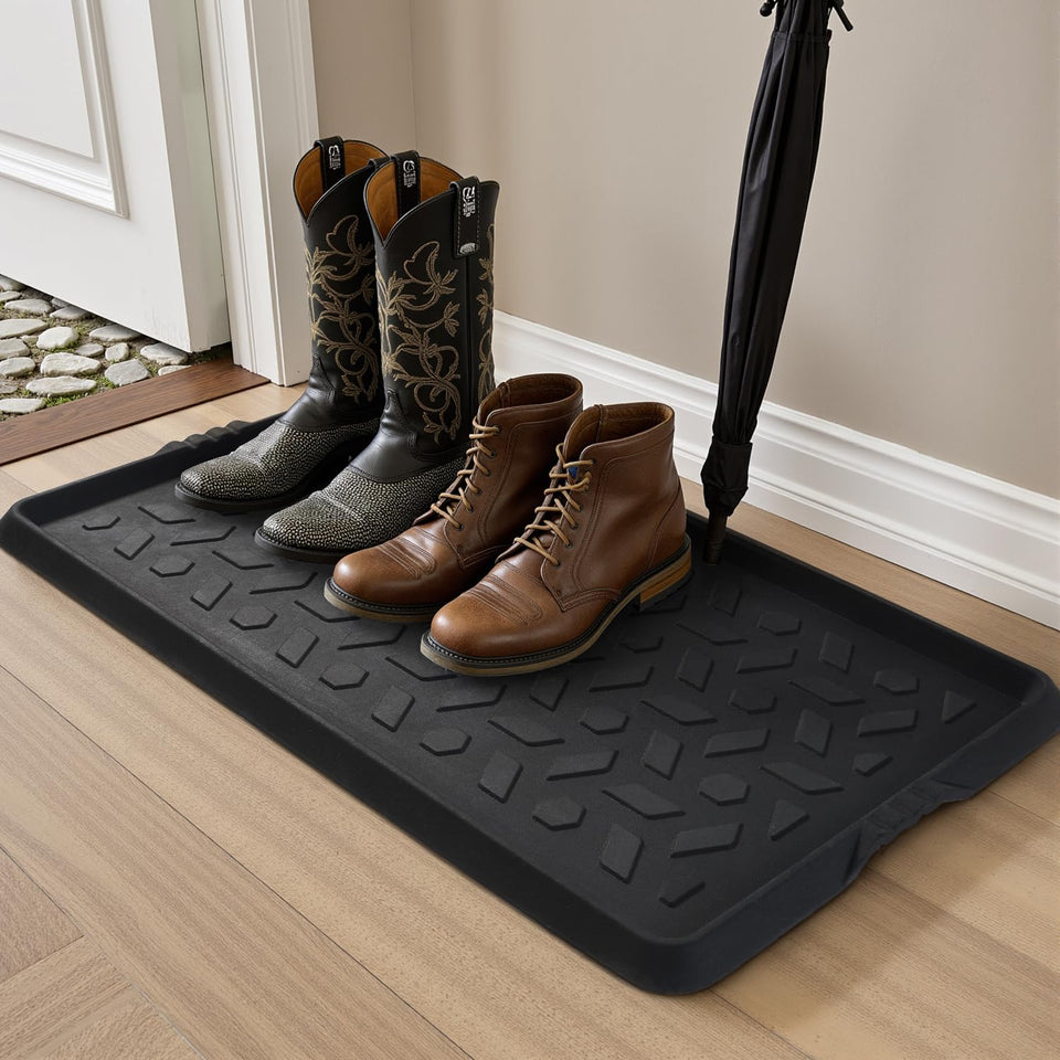 tchdio durable rubber boot tray at the front door with a spill-proof edge for tidy entryways.