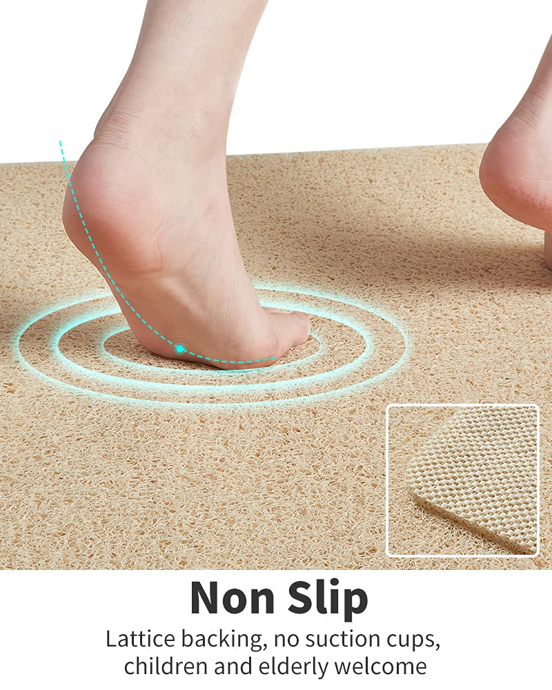 Tchdio loofah exfoliation mat delivers gentle foot cleansing during showers.
