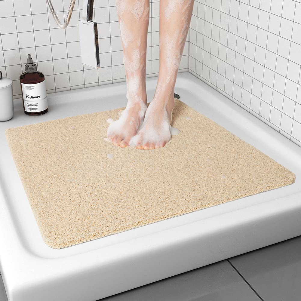 Tchdio non-slip shower mat on textured surface providing secure grip in wet bathrooms.