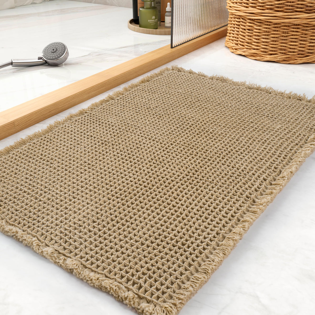 tchdio waffle bath mat with absorbent texture for quick water pickup after shower