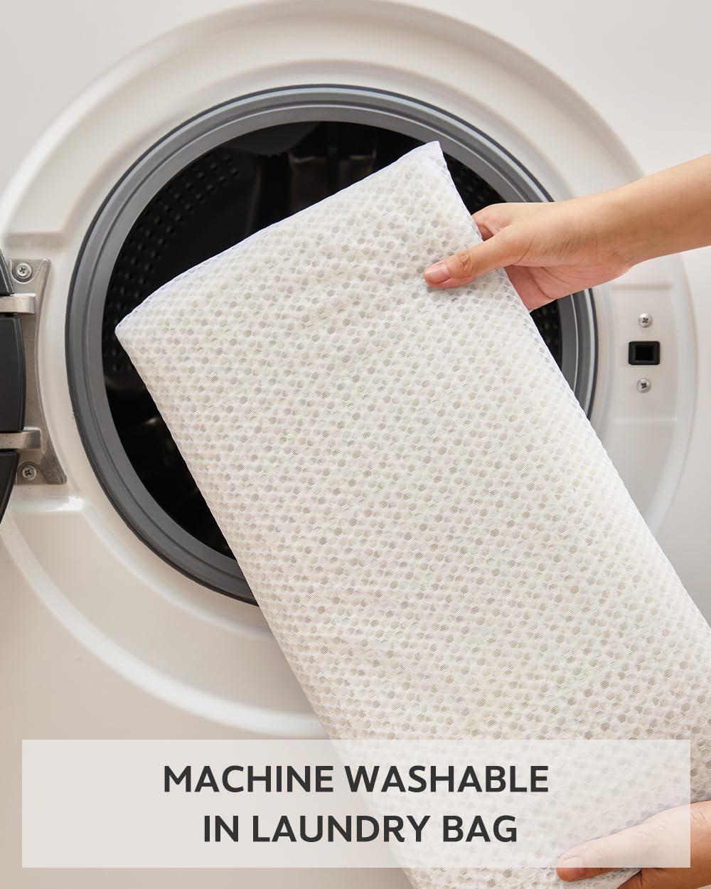 Tchdio waffle bath mat being machine washed for easy care